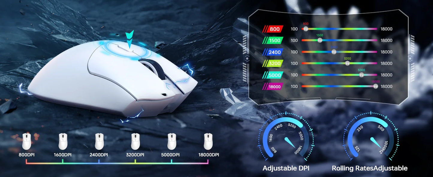 MAMBASNAKE x ATTACK SHARK R1 59g SUPERLIGHT Mouse, PixArt PAW3311 Gaming Sensor, BT/2.4G Wireless/Wired Gaming Mouse
