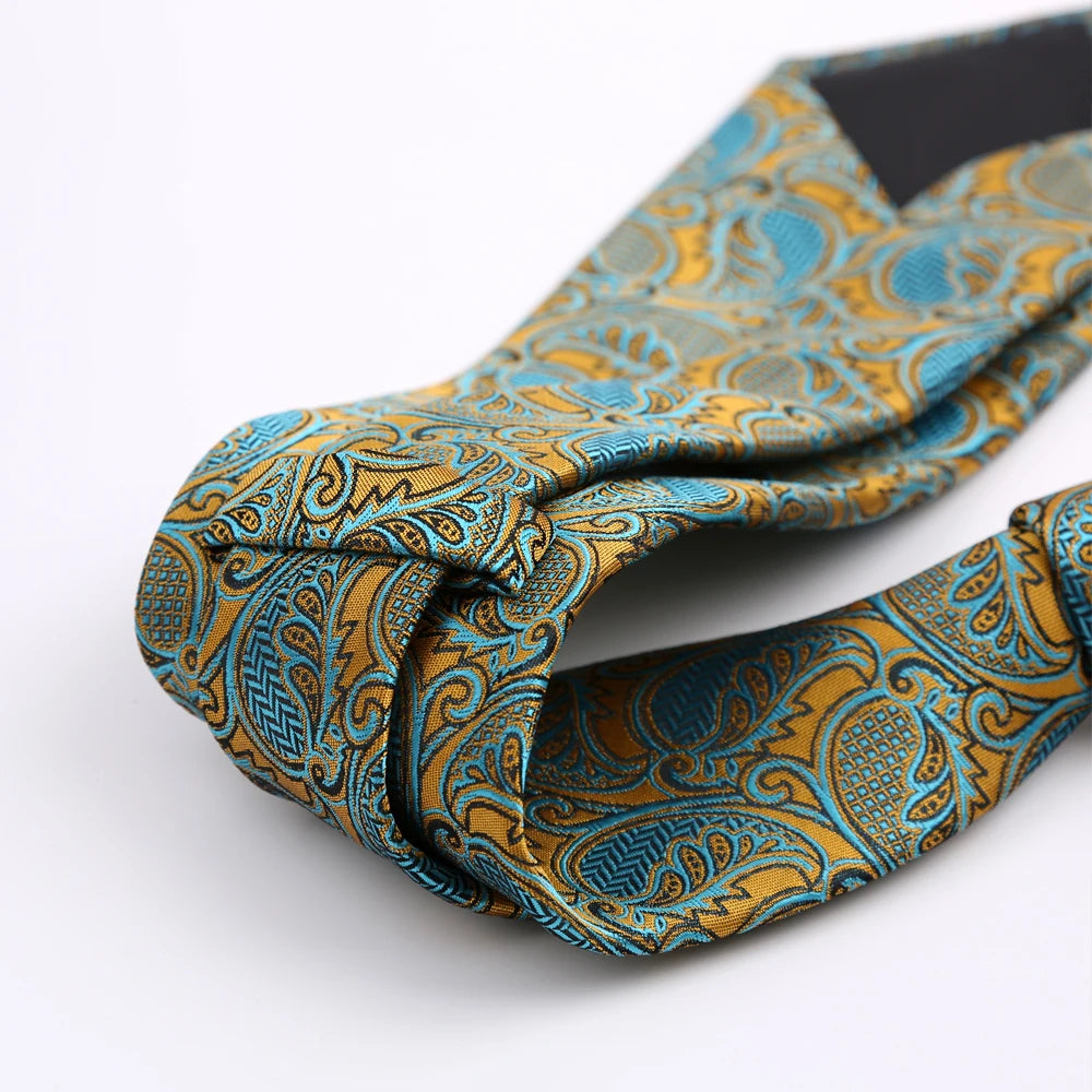 Luxury 8CM Mens Necktie Dark Green Color Dot Plaid Stripes Ties For Man Groom Jacquard Woven Neck Tie For Business Party