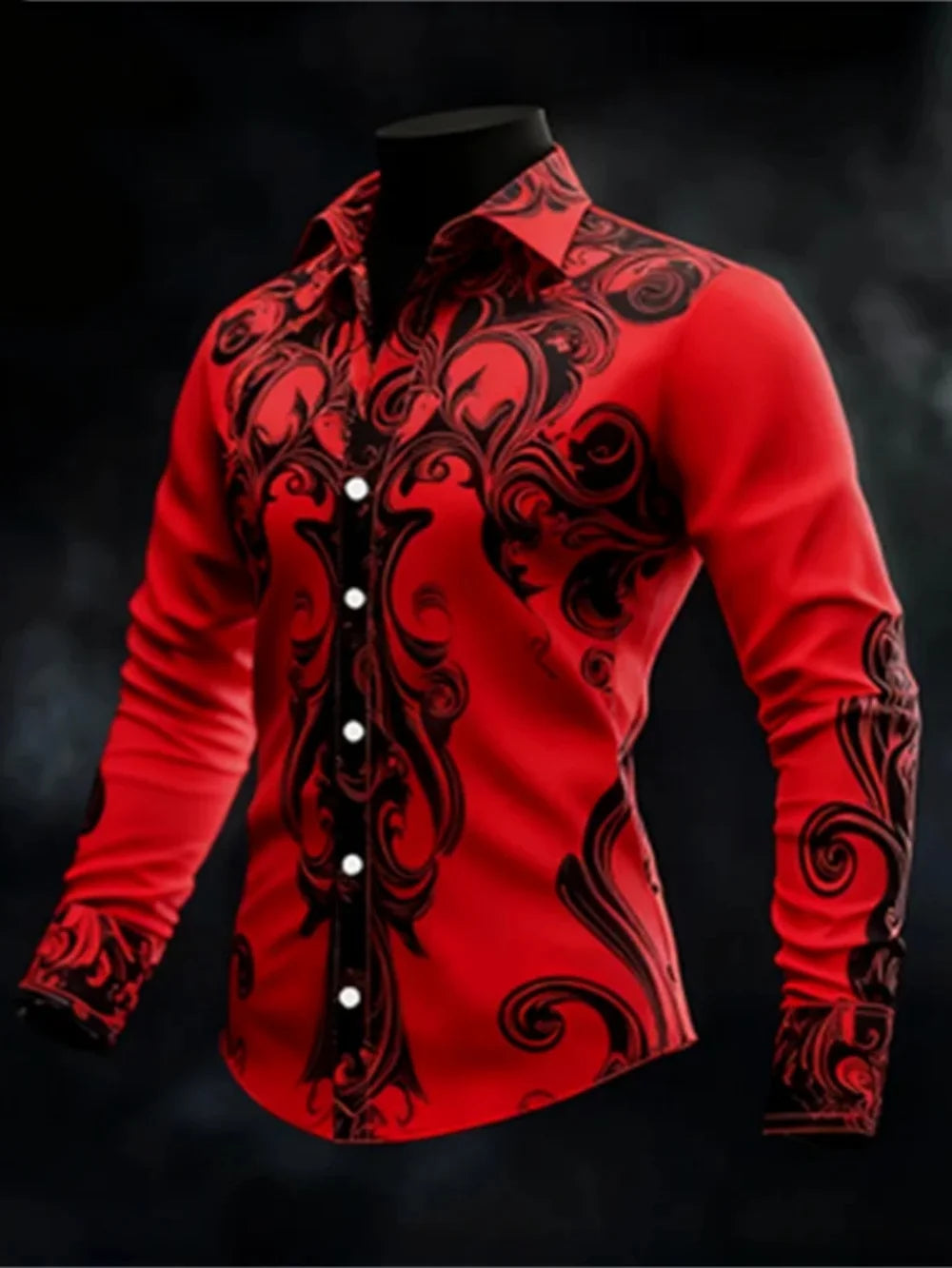 Men's Casual Long Sleeve Button up Shirt 3D Printed Ethnic Art Patterns Fashionable Comfortable Top