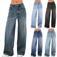 Jeans Wide Leg Jeans Pants For Women Casual For Women Fitshinling Fashion Clothing Vintafe Denim Trousers Light Blue Female