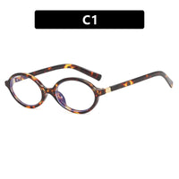 Vintage Oval Sunglasses NEW Women Luxury Brand Designer Small Oval Anti Blue Light Glasses Retro Fashion Men Leopard Eyegalsses