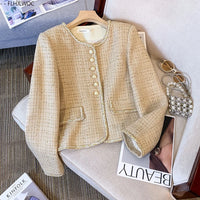 Short Coats 2025 Autumn Winter Outerwear New Women Office Lady French Design Chic Korea Pockets Cute Japan Woolen Blazer Jackets
