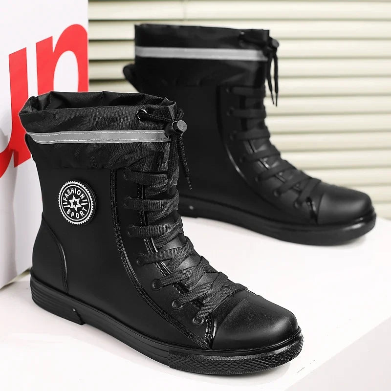 Botas 2024 Outdoor Man Boots Fashion Mens Rain Boots Four Seasons New Non-slip Comfortable Wear-resistant Men's Waterproof Shoes