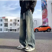 Jeans for men in spring and autumn new styles for teenagers straight tube  loose fit American style high street hanging cas