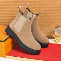Men Chelsea Boots Retro Comfortable Ankle Boots 2025 Fashion Black Brown Comfortable Fashion British Style Thick-soled Heighteni