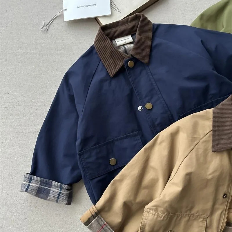 Fashion Baby Girl Boy Cargo Trench Jacket Infant Toddler Child Patchwork Coat Spring Autumn Child Dust Coat Baby Clothes 1-10Y