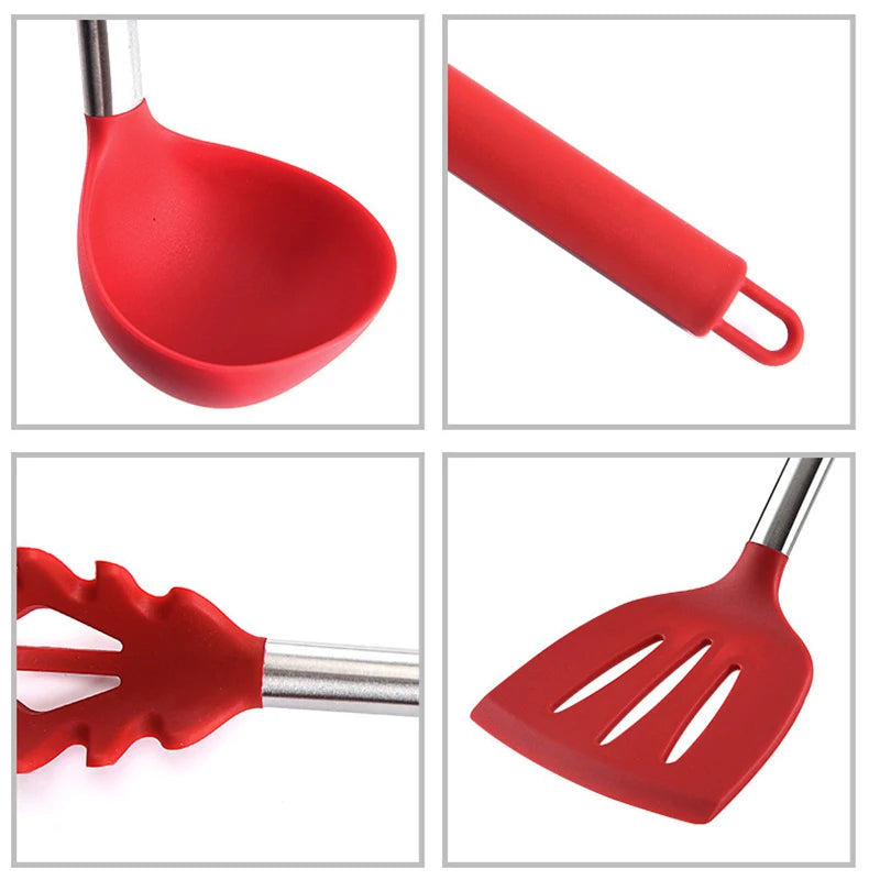 1Pc Silicone  Kitchen Utensils  Turner For Kitchen Cooking Tools Ladle Non-stick Cookware Stainless Steel  Kitchen Accessories