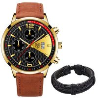 reloj hombre Fashion Mens Sport Watches for Man Luxury Business Quartz Wristwatch Men Casual Leather Bracelet Watch montre homme