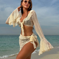 2025 new lace mesh four-piece swimsuit split bikini swimsuit