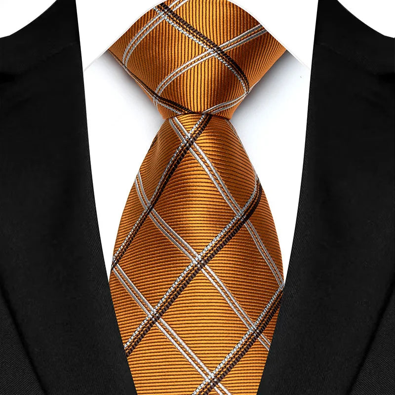 New Design Plaid & Checks 8cm Tie Red Blue Jacqurd Weave Neckties For Men Business Wedding Cravat Accessories Neck Ties Gifts