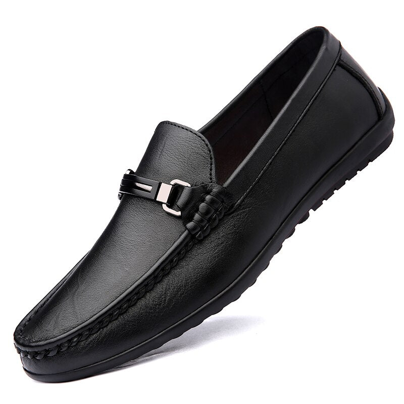 Italian Genuine Leather Slip on Men Shoes 2022 Luxury Brand Loafers Fashion Design Casual shoes Moccasin Male Driving Dress Flat