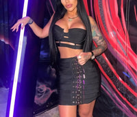 2025 New Arrival High Quality Women Sexy Bandage Tops Fashion Pencil Skirts Set Nightclub Party Celebrate Women's Set