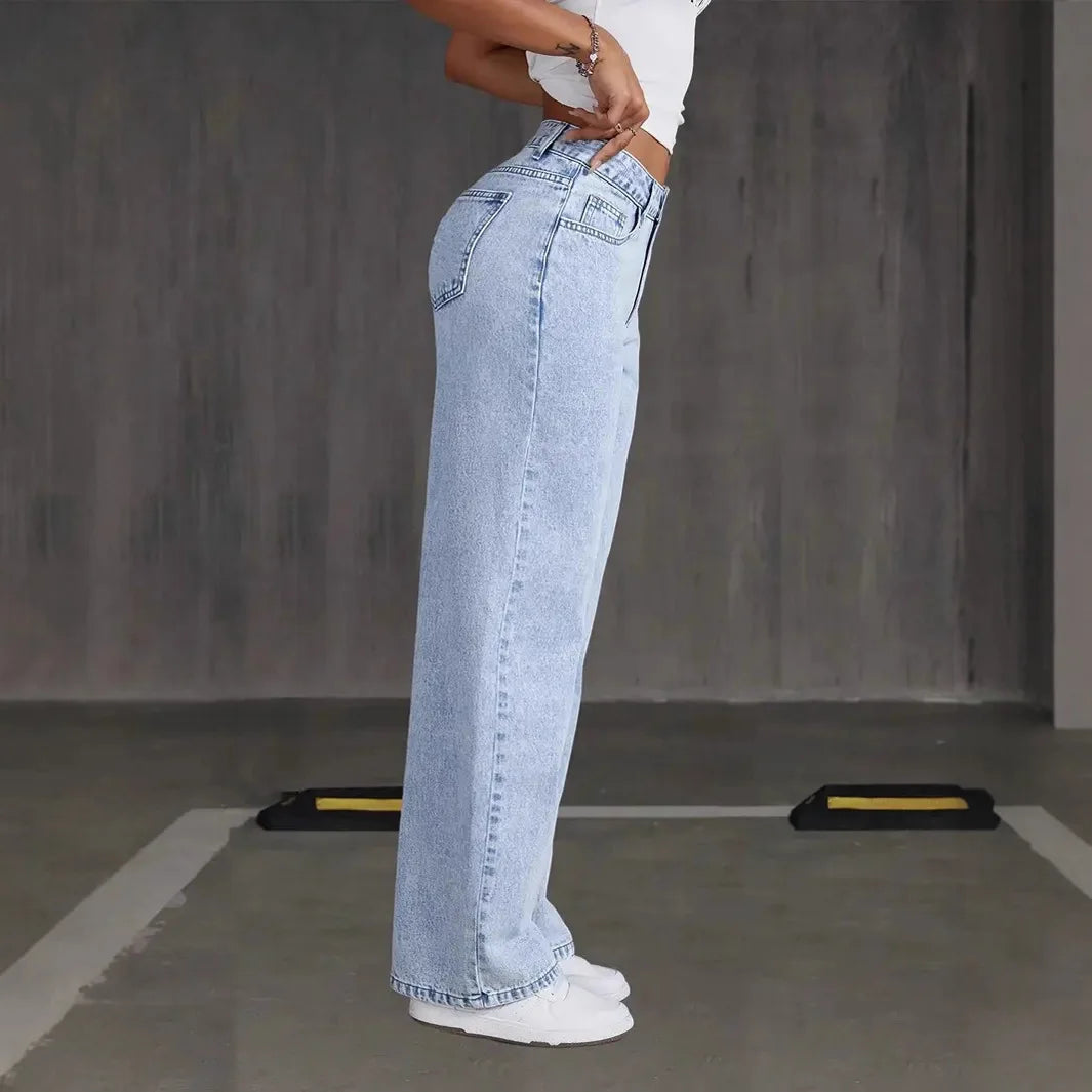 Women's Denim Wide-leg Pants Are Stylish, Simple, Slim, And Versatile With Multi-craft Design. Wide-leg Jeans Are New In Spring