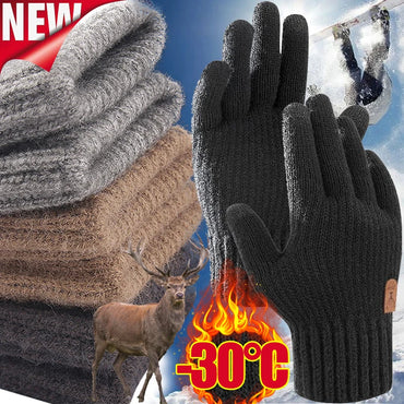 New Cashmere Gloves Winter Warm Five Finger Mittens Touchable Men Outdoors Skiing Cycling Motorcycle Cold-proof Fingering Glove