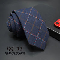 Mens Ties 6cm Classic Cotton Handmade Skinny Neck Ties for Men Striped Narrow Collar Slim Cashmere Tie Casual Plaid Tie For Man