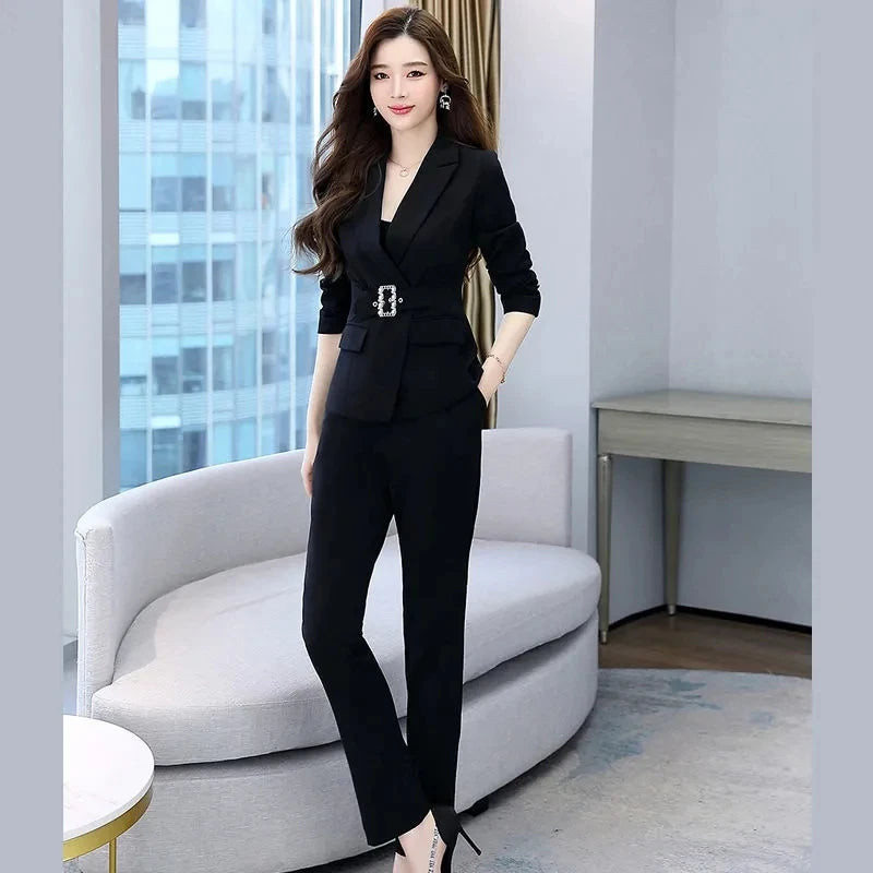 Suit Women Spring 2023 New Temperament Korean Fashion Professional High-end Royal Elder Sister Light Cooked Two-piece Pants