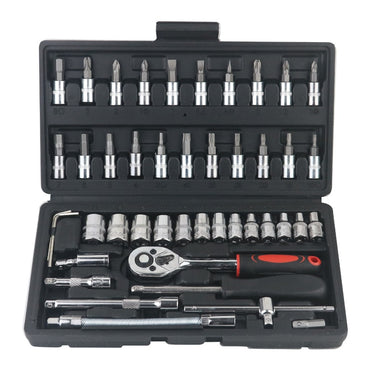 46/53pcs Car Repair Tool Kit 1/4-Inch Socket Set Car Repair Tool Ratchet Torque Wrench Combo  Auto Repairing Tool Set