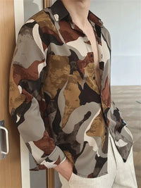 Elegant men's Printed long-sleeved Shirt Suitable For Spring And Autumn Fashionable Handsome high-quality Lapel men's Tops