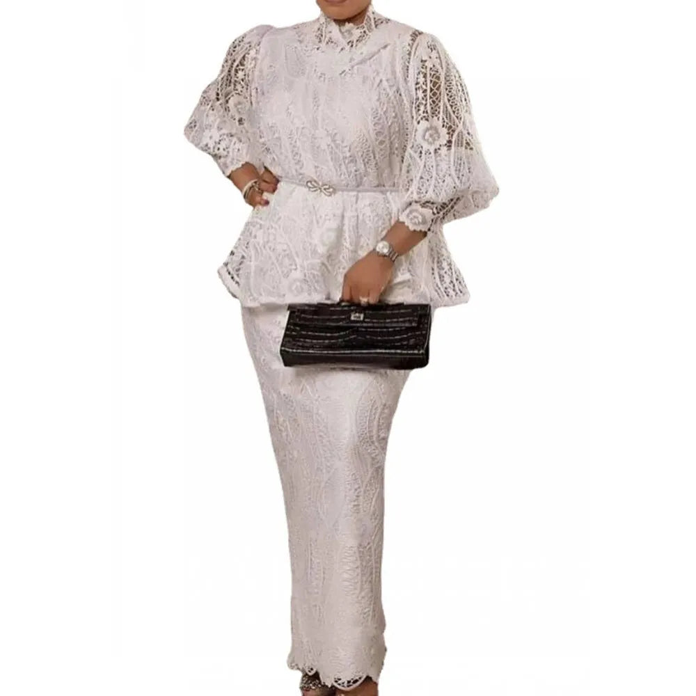chinese dress ladies No Belt 2 Piece Sets African Dresses For Women Bodycon Lace Maxi Dress –  Mega Mart Center