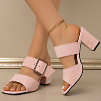 Women Sandals 2025 New Summer Square Toe Thick-soled Slippers Outdoor Sexy Shoes for Women Elegant Fashion Solid Color Sandals