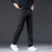 Male Brand Jeans Clothing Light Luxury Stretch Looes Fit Pants Comfortable Soft Business Fashion Straight Casual Denim Trousers