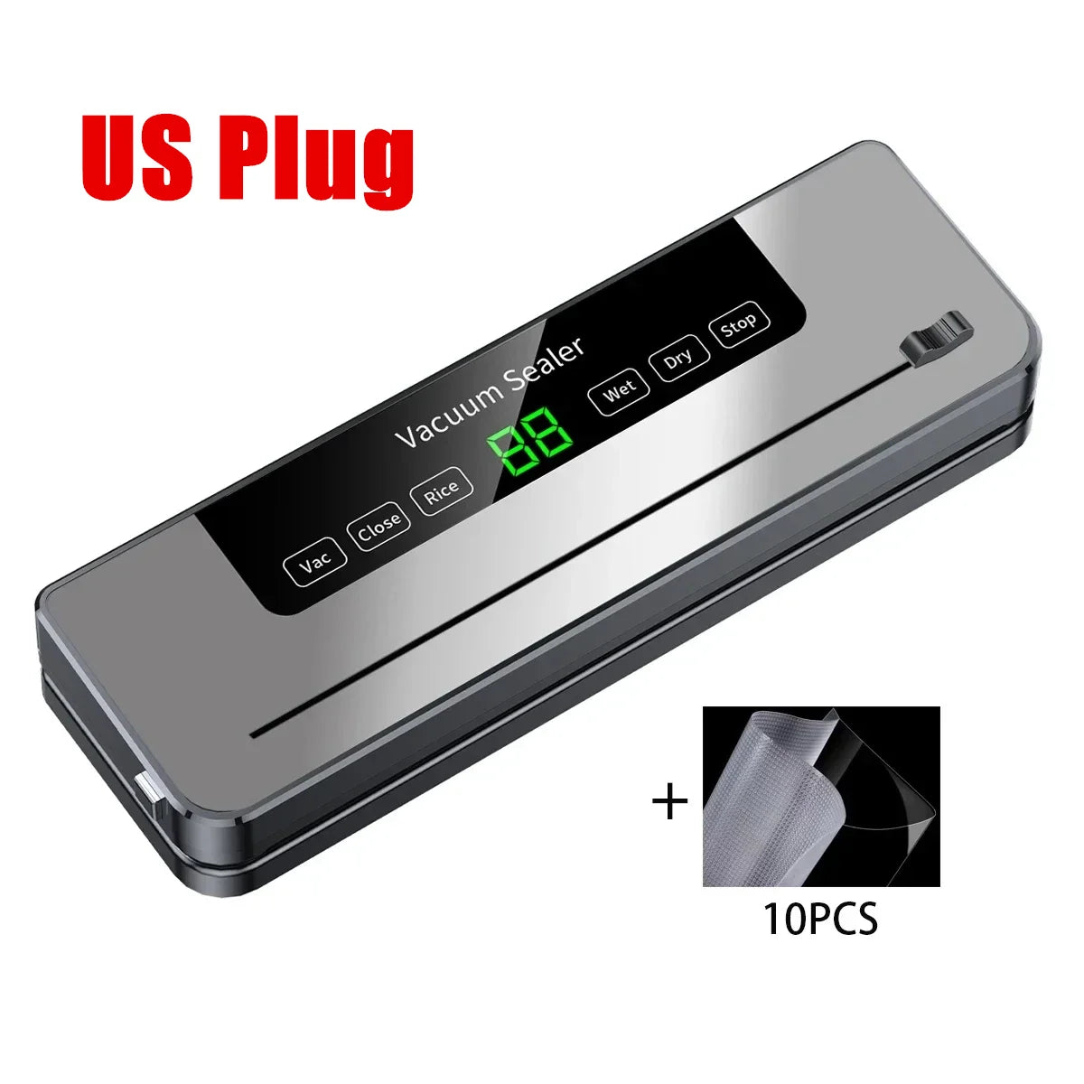 Electric Vacuum Sealer Dry/Wet Food Sealed Packaging Kitchen Food Storage Seal Built-in Cutter Knife