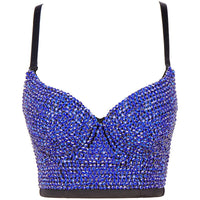 Irene Tinnie Hand-made Pearls Jewel Diamond Bralet Women&#39;s Bustier Bra Wedding Party Corset Cropped Top Vest Plus Size