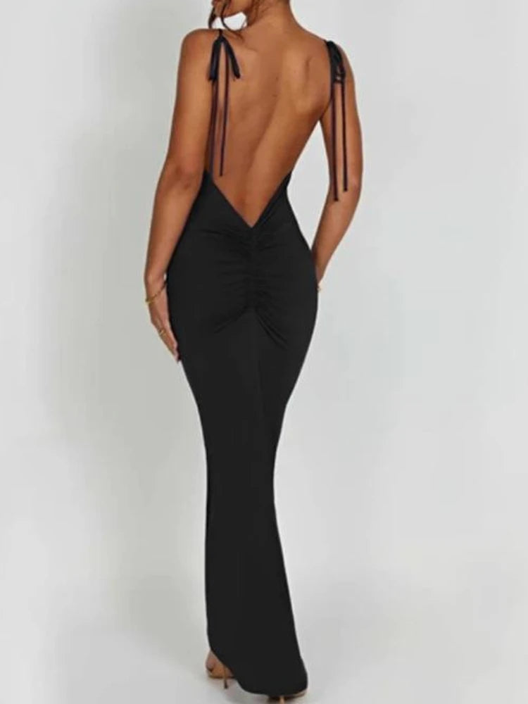 Elegant Deep Open Back Backless Slim Maxi Dress Women Spaghetti Strap Mega Mart Center Elegant Deep Open Back Backless Slim Maxi Dress Women Spaghetti Strap Mega Mart Center
