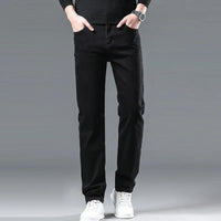 Men Casual Stretch Jeans Male 2025 New Fashion Classic Business Straight Leg Smoke Gray Work Denim Trousers Brand Clothing