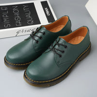 Leather  Boots ex Low Top 3 Hole Briti Sle round Toe Versatile Couple oes Casual Wear for Men And Women