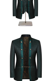 2025 New Wedding Host Performance Men's Suit Dress Three-piece Botanical Floral Pattern  Blazer  for Men with Pants and Vest