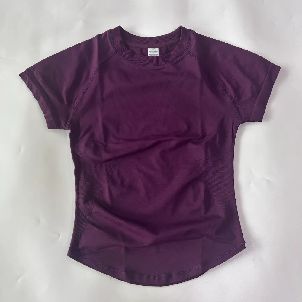Longline Short Sleeve Top For Women Gym Crop Top Light Weight Yoga Top Shirt Stretchy Workout Clothes Running Sports Shirts