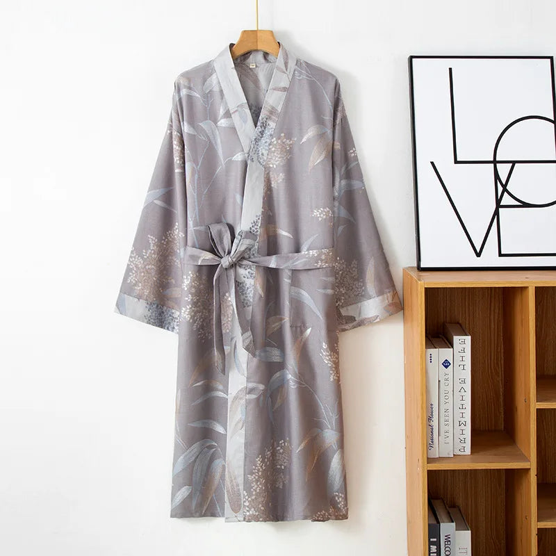 Spring Autumn 100% Cotton Robe Casual Loose Long Cardigan Bathrobe For Women Sleepwear Home Clothing New Vestidos