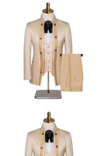 2025 New Wedding Host Performance Men's Suit Dress Three-piece Botanical Floral Pattern  Blazer  for Men with Pants and Vest