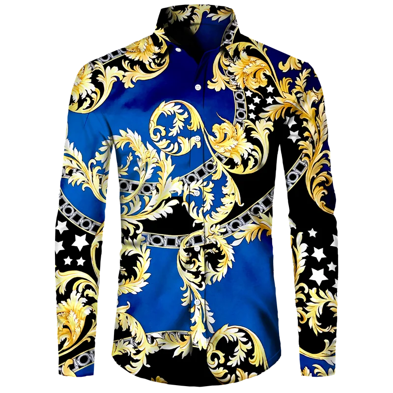 Men's Long Sleeved Button Up Shirt Autumn Comfortable Lapel Shirt Retro Ethnic Style Mens Long Sleeved Trend Street Men Clothing
