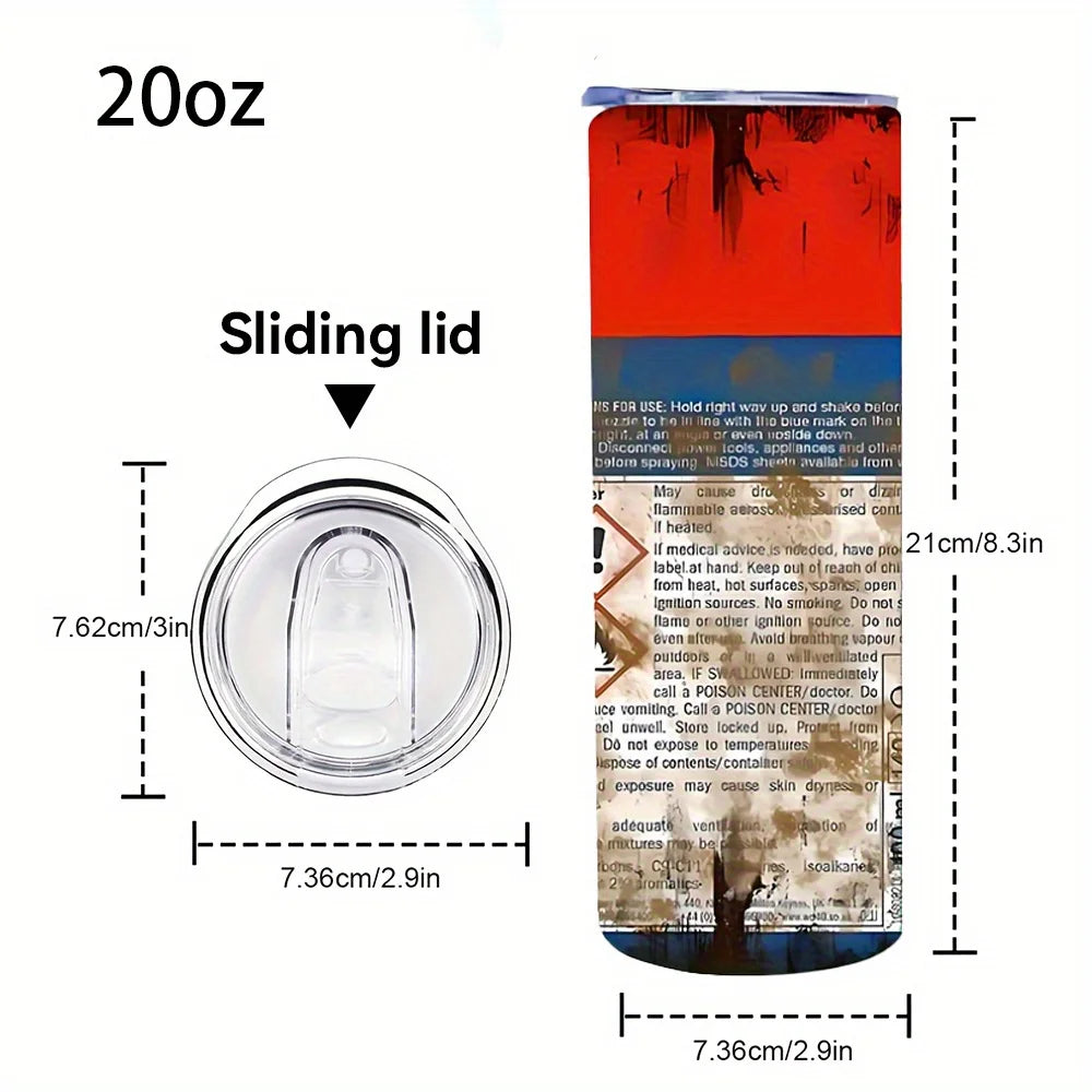 1pcs 20oz Stainless Steel Heat Cold Insulation Straight Water Anytime Bottle, Dual Wall Vacuum Cup, Stains Letter Full Print