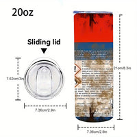 1pcs 20oz Stainless Steel Heat Cold Insulation Straight Water Anytime Bottle, Dual Wall Vacuum Cup, Stains Letter Full Print