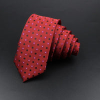 Men's Classic Skinny Stripe Necktie Red Navy Blue Ties Jacquard Woven Solid Plaid Dots Tie Daily Wear Cravat Wedding Party Gift