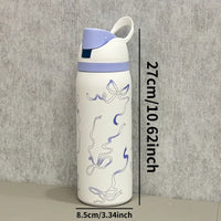 Niebieska butelka termiczna z gradientem, wytrzymały, pogrubiony kubek termiczny na Walentynki, Boże Narodzenie, prezent urodzin