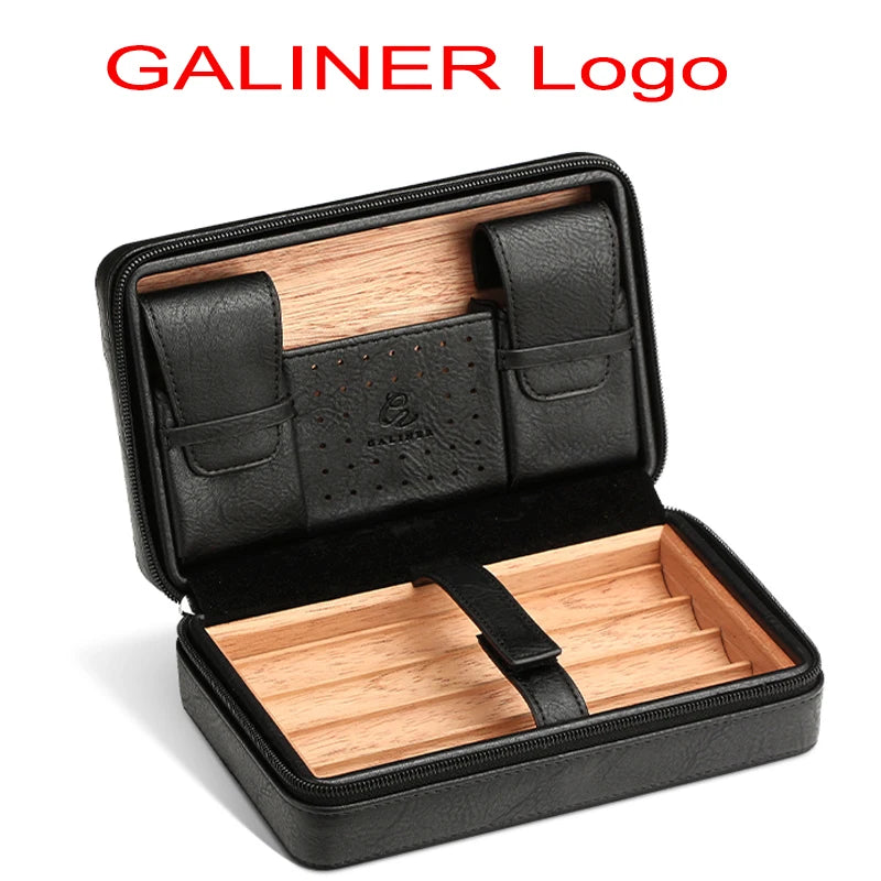 GALINER Charuto Cedar Wood Cigar Humidor Box Travel Cigar Case Storage 4 Cigars Box Humidor Humidifier For Sigar