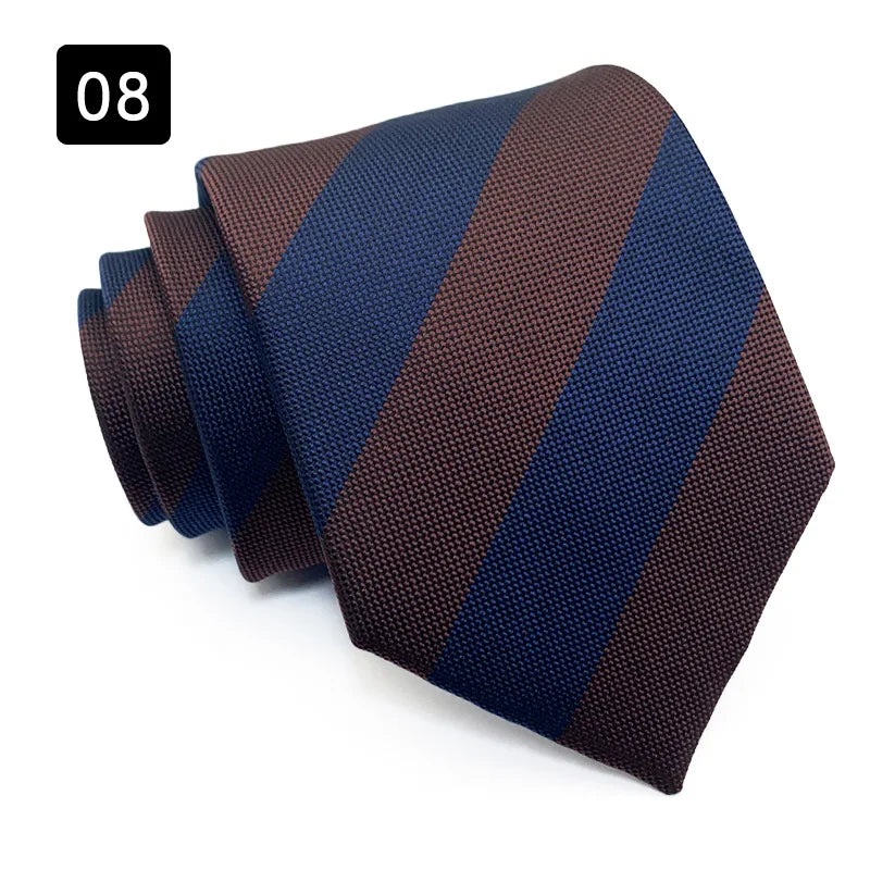 Wholesale 8CM Men's Necktie Classic Ties For Man Wedding Business Party Stripes Striped Jacquard Neck Tie Ascot Accessories