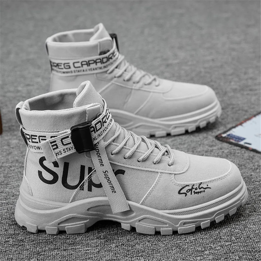 High Top Outdoor Boots Spring and Autumn New Cloth Ventilated Men's Work Shoes Korean Fashion Men's Shoes Fashion Short Boots