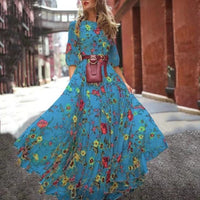 High Quality 2022 Autumn Fashion Women's Cloth Crow's Feet Floor Length Dress Lady's Flower Skirt Urban Casual Slimming Dresses