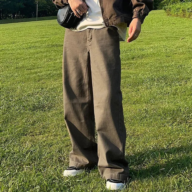 New American Casual Retro Straight Jeans for Men's Niche Loose Trousers Trendy