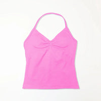 NCLAGEN Longline Strappy Top Sports Women's Yoga Vest With Built In Bra Fitness Top Gym Beautiful Back Running Workout Halter