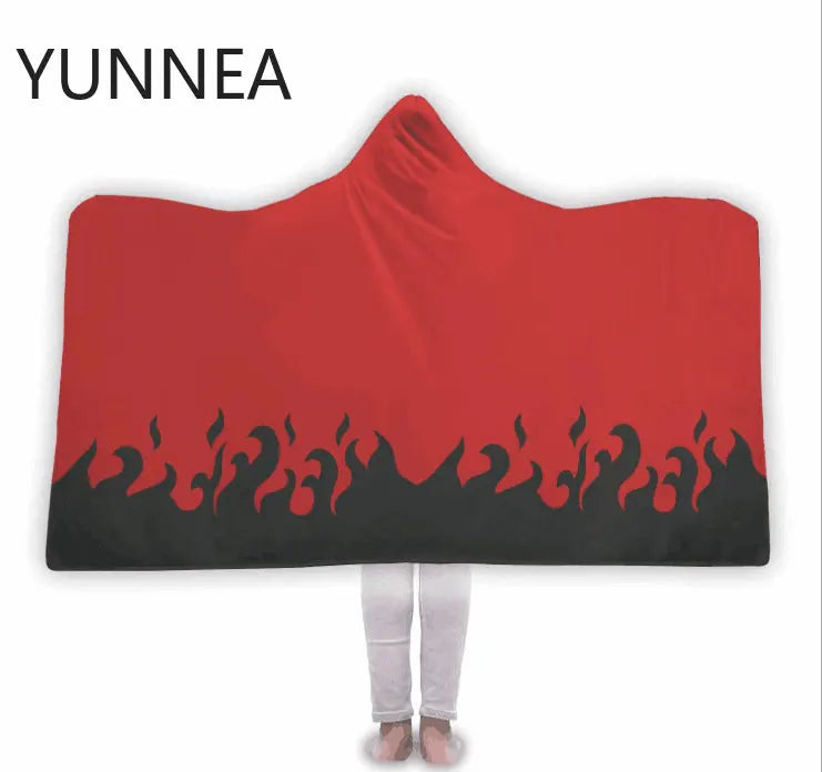 2022 New Anime Hooded Cloak Aldult Autumn Winter Red Cloud Pattern Blanket Office Nap Cape Casual Home Clothing