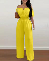 Summer Fashion Printed Wide Leg Jumpsuit Women Sexy Beach Style Off-shoulder High Waist Jumpsuit Womem