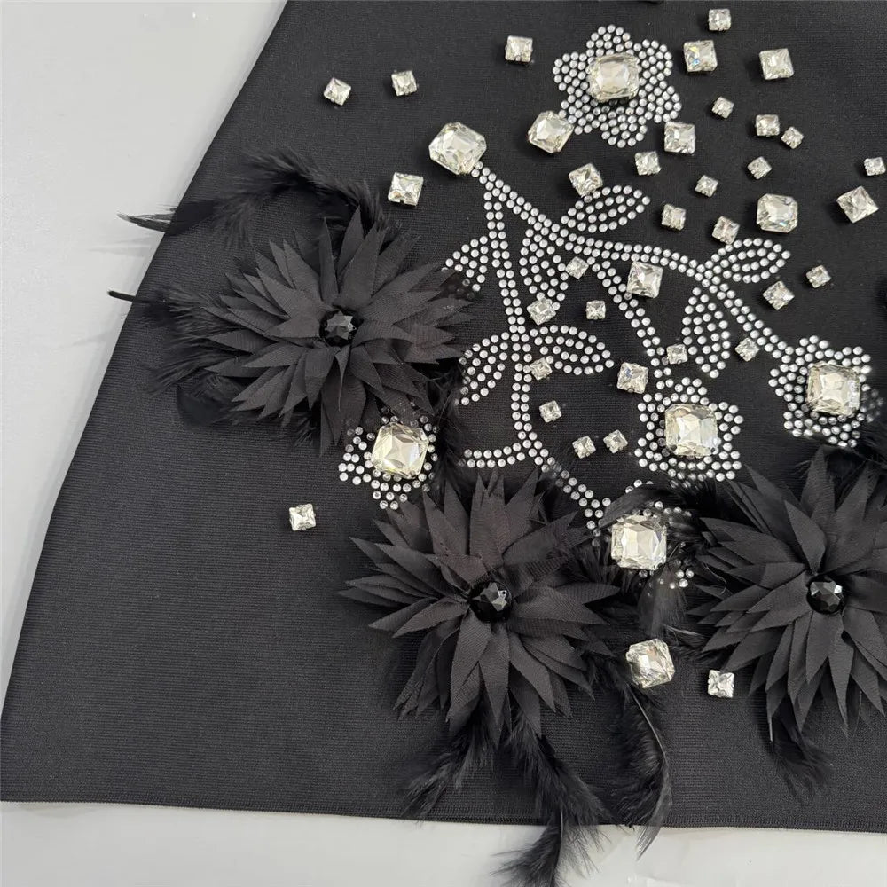 2026 New Arrival Women Spaghetti Strap Bandage Dress Luxury Rhinestones Diamond Club Party Mini Clothes