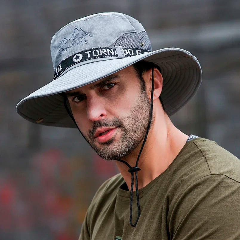 Fashion Summer Bucket Hat Sun Hats for Men Outdoor Fishing Travel Safari UV Protection Beach Hats Mesh Breathable Wide Brim Hat