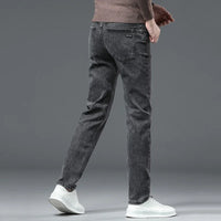 Men Casual Stretch Jeans Male 2025 New Fashion Classic Business Straight Leg Smoke Gray Work Denim Trousers Brand Clothing